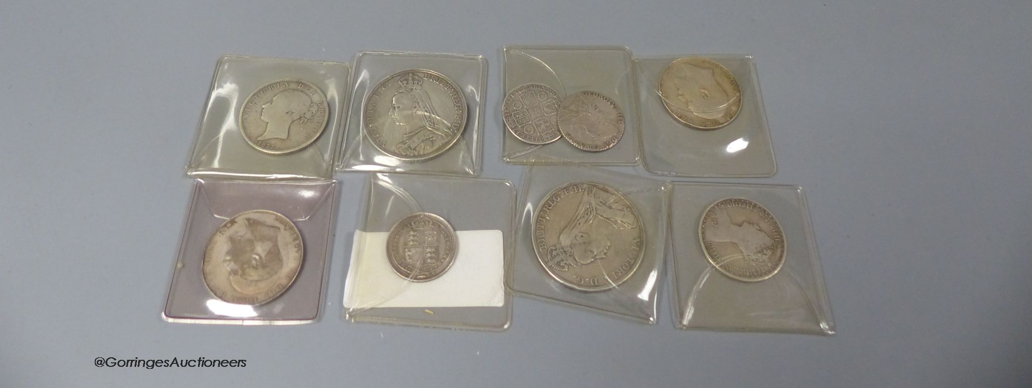 Nine various British silver coins, from 1748